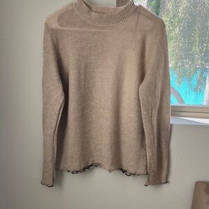 Zara Beige Alpaca Blend Crew‎ Neck Sweater